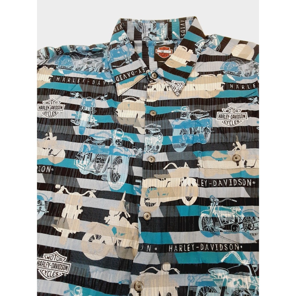 Harley Davidson Shirt Mens Size XL Blue Biker Motorcycles Short Sleeve